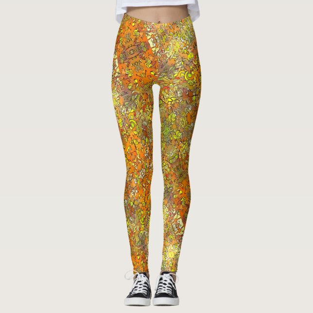 Leggings La "forêt de miel," impriment les guêtres florales (Devant)