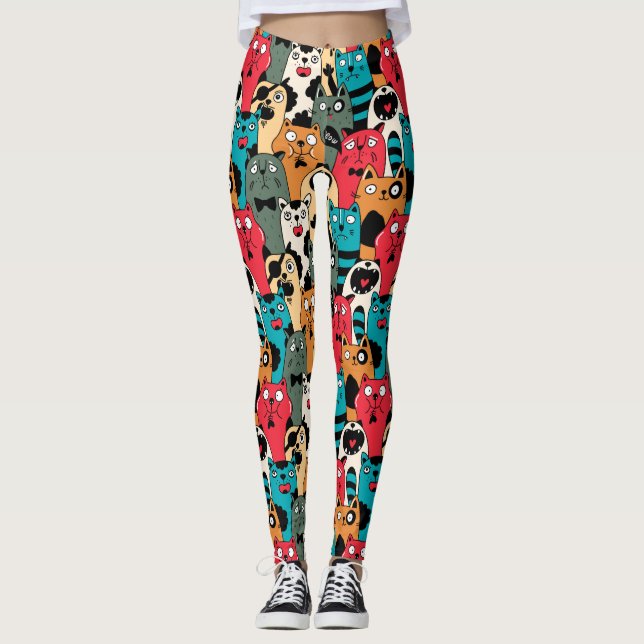 Leggings La foule des chats (Devant)
