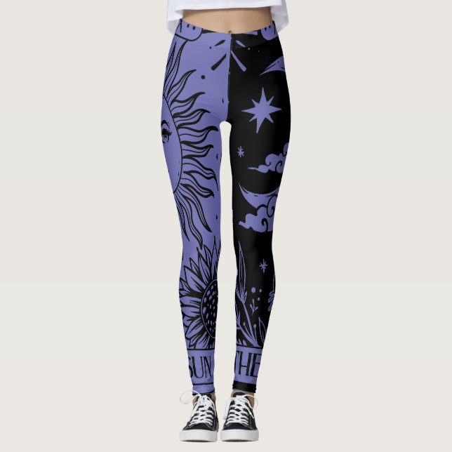 Leggings La jambe de la carte Tarot Soleil et Lune (Devant)