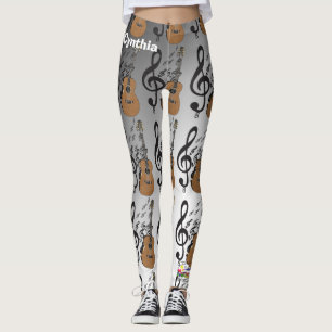 Leggings La MUSIQUE note des guêtres de guitare de clavier