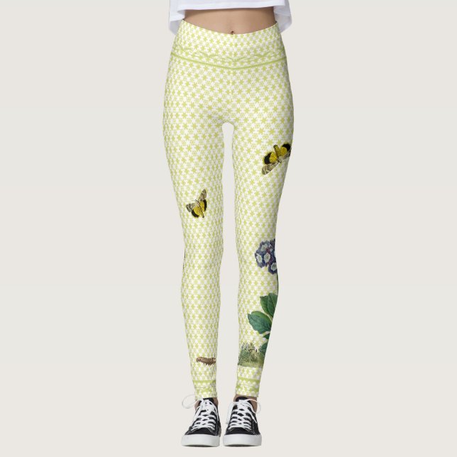 Leggings La primevère bleue sur le vert tient le premier (Devant)