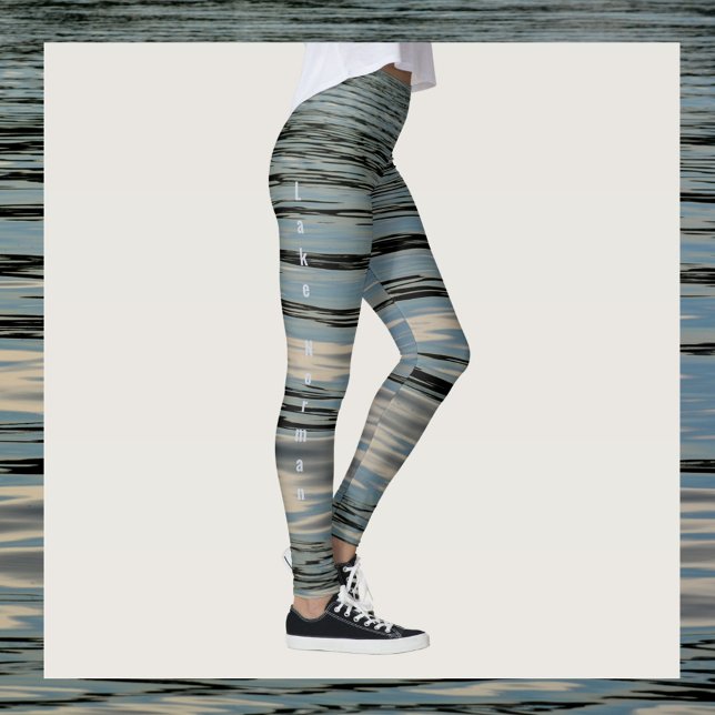 Leggings Lac Eau Bleu Beige Noir Personnalisable (Créateur téléchargé)