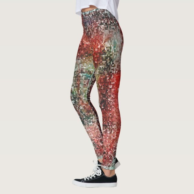 Leggings Ladrilho vermelho manchado com tinta spray (Gauche)