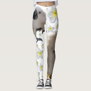 Leggings Lala les poses et les Plumerias du cacatoès trois