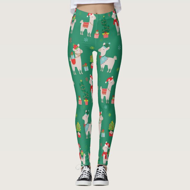 Leggings Lamas de Noël (Devant)