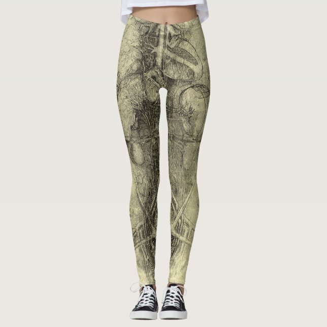 Leggings L'anatomie humaine de Léonard de Vinci, Torse fémi (Devant)