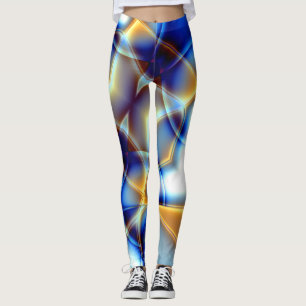 Leggings Lancer des lignes bleu et jaune clignotant et des