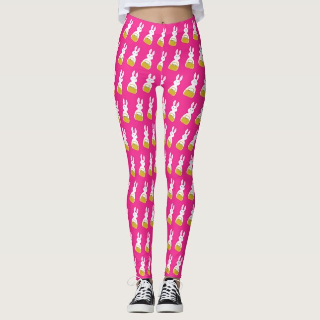 Leggings Lapin de Pâques avec panier Fuchsia Arrière - plan (Devant)