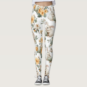 Leggings Lapin de Pâques Floral Vintage (2)
