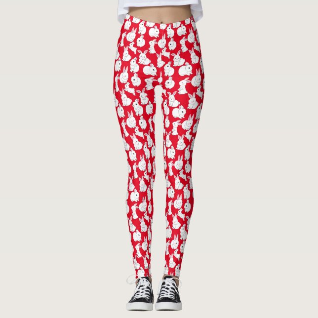 Leggings lapins blancs motif 01.bw (Devant)