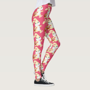 Leggings Lapins de Pâques mignons sur la conception rose