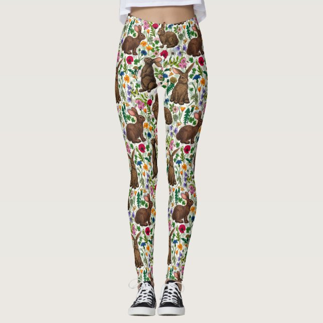 Leggings Lapins et fleur sauvage (Devant)