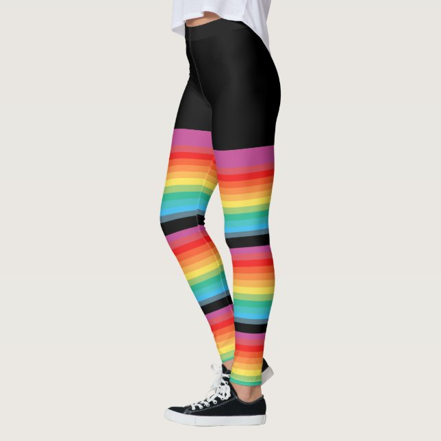 Leggings L'arc-en-ciel barre de fausses chaussettes serrées (Gauche)