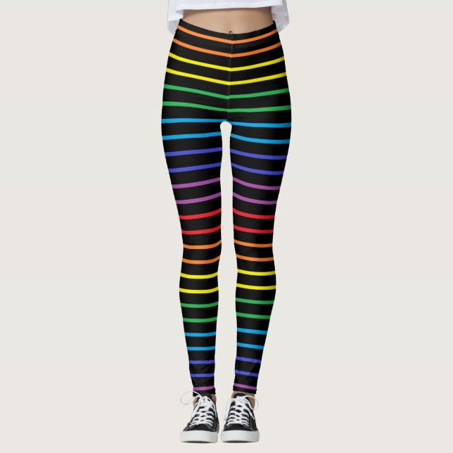Leggings L'arc-en-ciel décrit barre le noir (Devant)