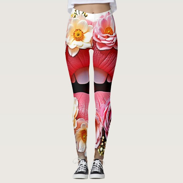 Leggings L'art des lèvres florales (Devant)