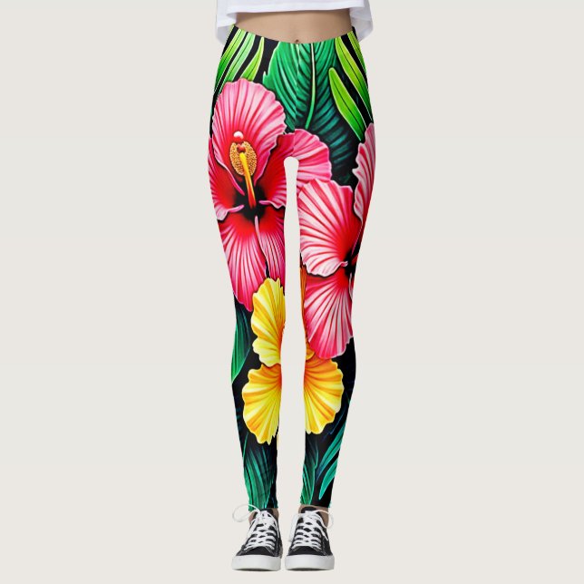 Leggings L'art tropical des Hibiscus (Devant)