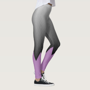 Leggings Lavande de chevron gris violet couleur personnalis