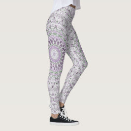 Leggings Lavande et vert Mandala Motif Design