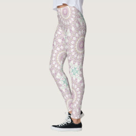 Leggings Lavande et Vert Pastel Mandala Motif Design