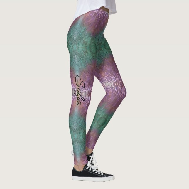 Leggings Lavande et vert Turquoise Personnaliser la qualité (Droite)