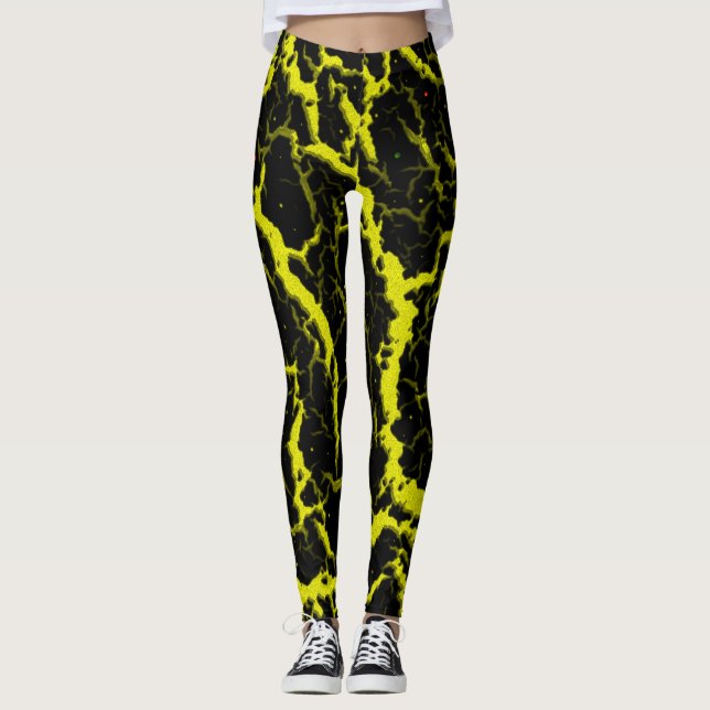 Leggings Lave de l'espace fissuré - Jaune (Devant)