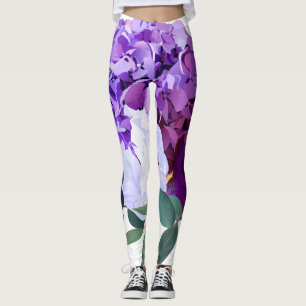 Leggings Lavender Hibiskus auf Weiß