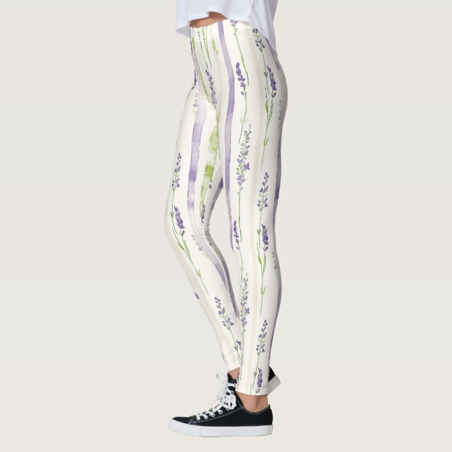 Leggings Lavender Stripes Floral   (Gauche)