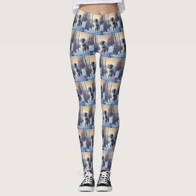 Leggings Le Berger Australien Laisser Neige Noël (Devant)