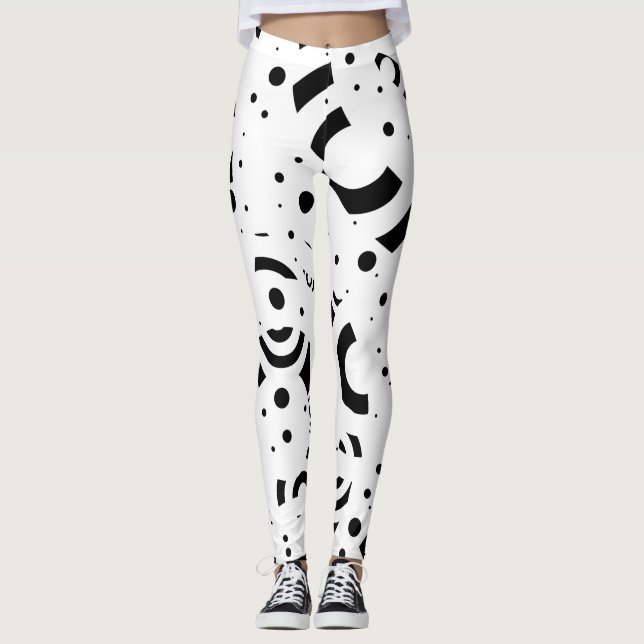 LEGGINGS LE BLANC NOIR ABSTRAIT ENTOURE L'ART NUMÉRIQUE (Devant)