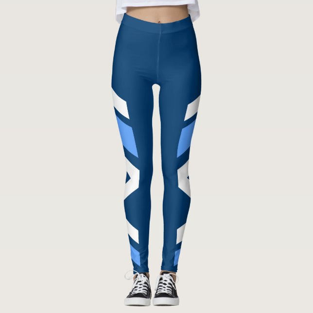 Leggings Le bleu asymétrique de bande latérale ombrage des (Devant)