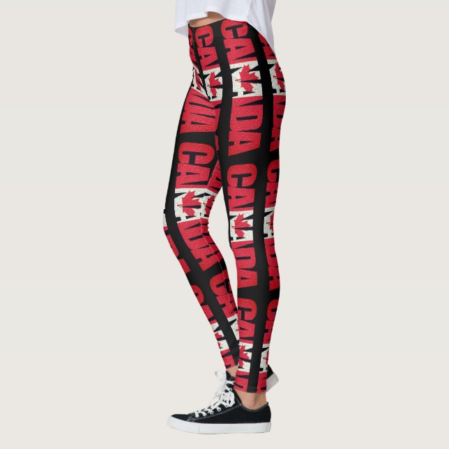 Leggings Le Canada rouge et blanc et la feuille d'érable (Gauche)