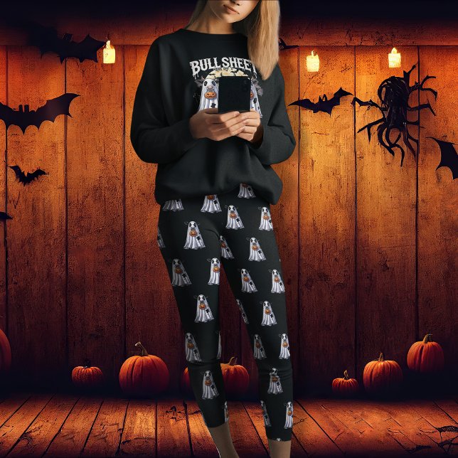 Leggings Le fantôme de la feuille de taureau Boo Happy Hall (Bull Sheet ghost Boo Happy Halloween Leggings)