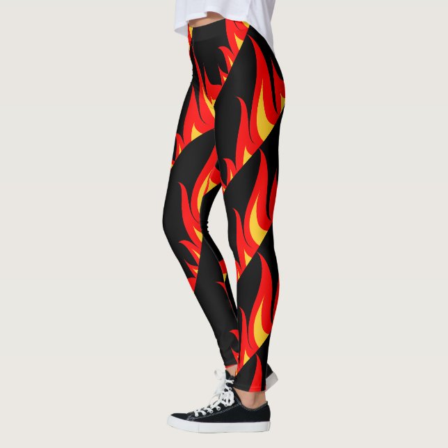 Leggings Le feu rouge chaud flambe des guêtres de gymnase (Gauche)