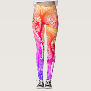 Leggings Le Grand Éléphant Rose sur la Mode Ajustée sur Mes