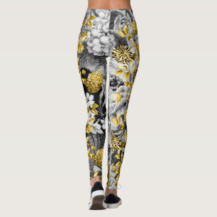 Leggings Le gris blanc noir modifie la tonalité l'or Toile