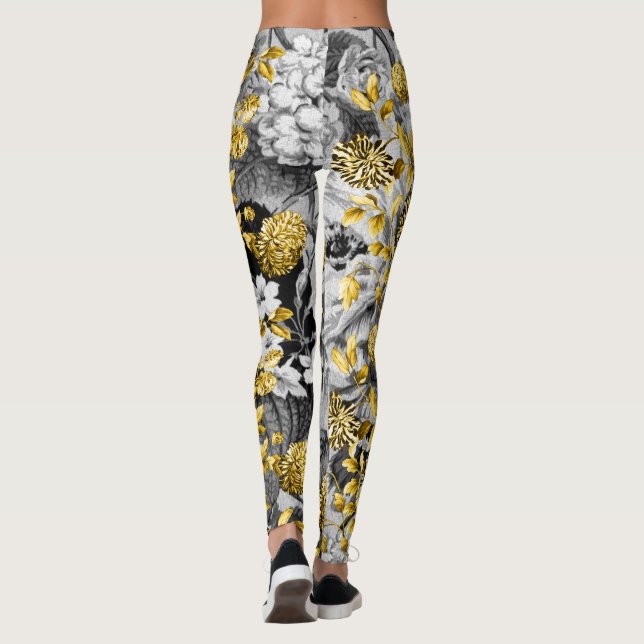 Leggings Le gris blanc noir modifie la tonalité l'or Toile (Dos)
