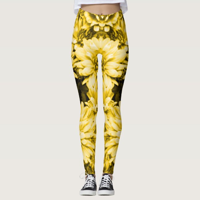 Leggings Le jaune fleurit des guêtres (Devant)