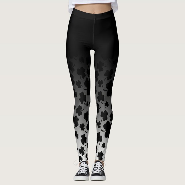 Leggings Le jour Ombre de St Patrick et le shamrock noir 2 (Devant)