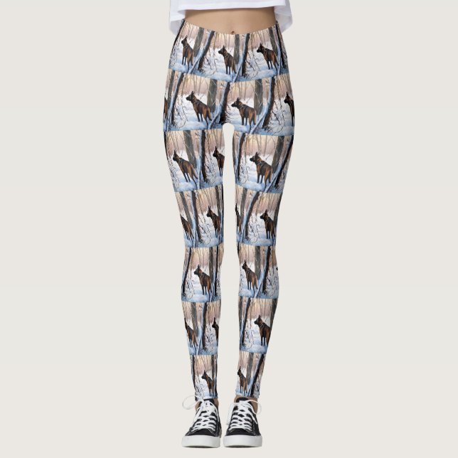 Leggings Le Malinois Belge Laisser Neige Noël (Devant)