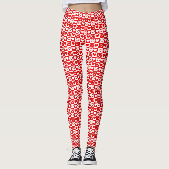 Leggings Le Motif à plaid des Coeurs rouges Thunder_Cove (Devant)