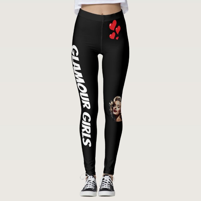 Leggings Le noir est de retour Coeurs pour toujours (Devant)