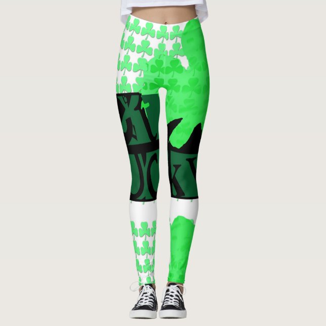 Leggings Le noir obtiennent les guêtres chanceuses de St (Devant)