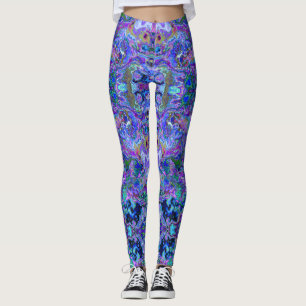Leggings Le paon pourpre, le bleu et le vert ont marbré le