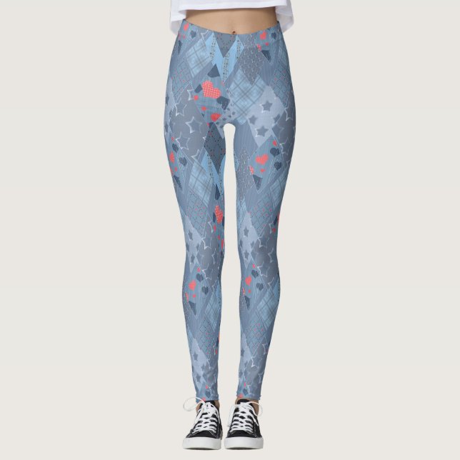 Leggings Le patchwork bleu vif (Devant)