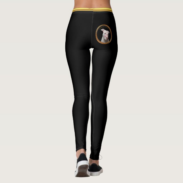 Leggings Le pitbull blanc avec le rouge embrasse partout (Dos)