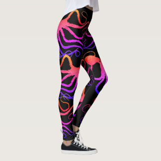 Leggings Le poulpe d'Amy sur le noir - guêtres