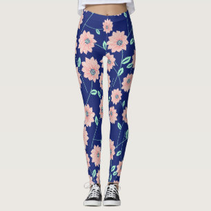 Leggings Le rose fleurit des guêtres de bleu marine