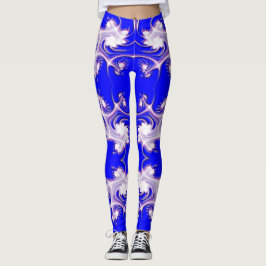 Leggings Le rose sur la fractale bleue fleurit des guêtres