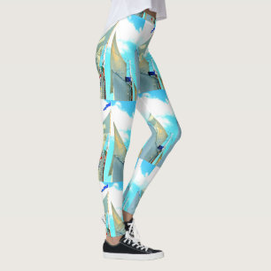 Leggings le schooner navigue le bleu blanc