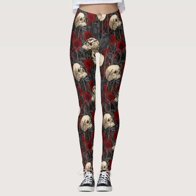 Leggings Le secret de Raven. Illustration gothique sombre e (Devant)